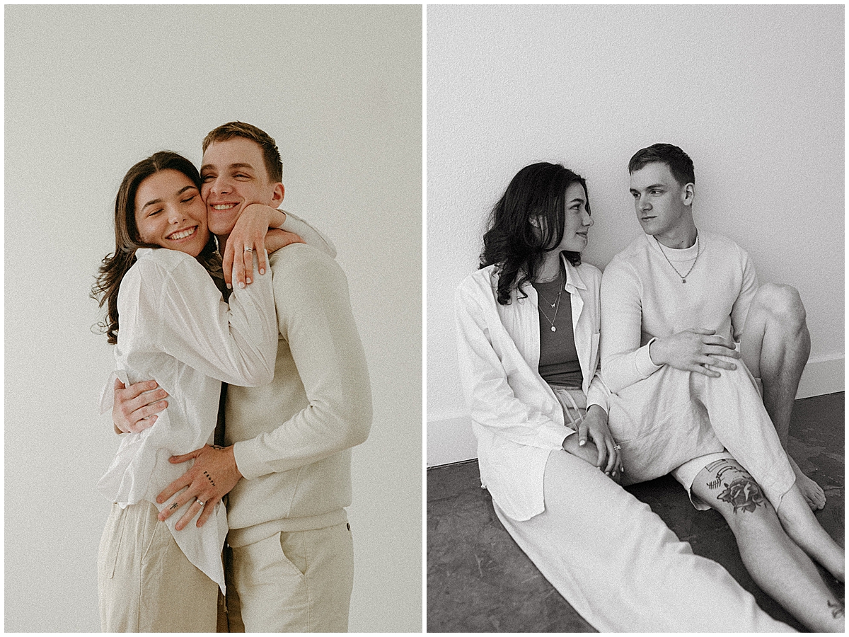 Ally and Stacen studio and downtown Dallas engagement photos by Vanessa Martins Photos