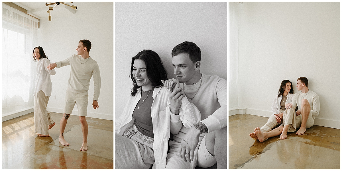 Ally and Stacen studio and downtown Dallas engagement photos by Vanessa Martins Photos