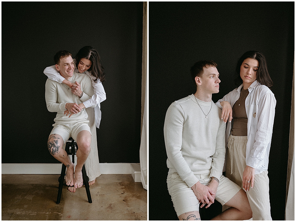 Ally and Stacen studio and downtown Dallas engagement photos by Vanessa Martins Photos