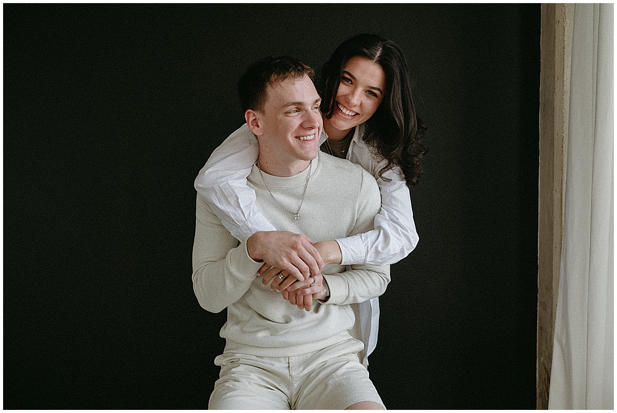 Ally and Stacen studio and downtown Dallas engagement photos by Vanessa Martins Photos