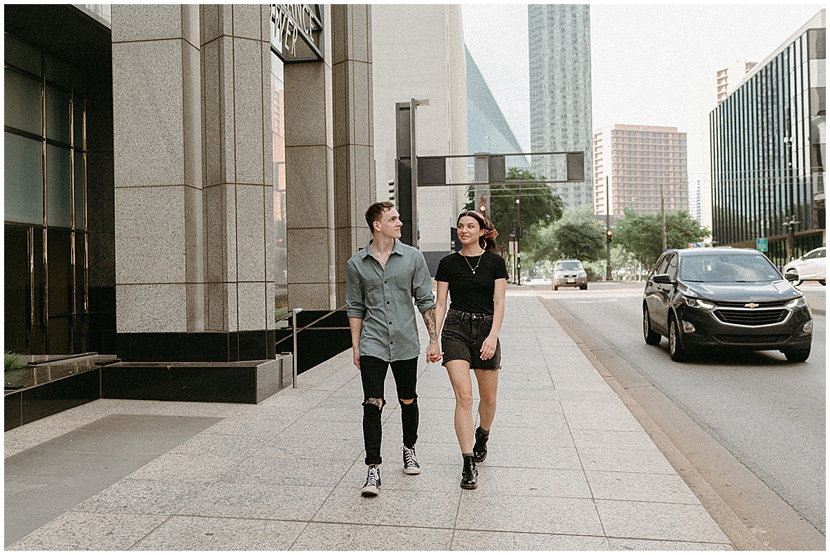 Ally and Stacen studio and downtown Dallas engagement photos by Vanessa Martins Photos