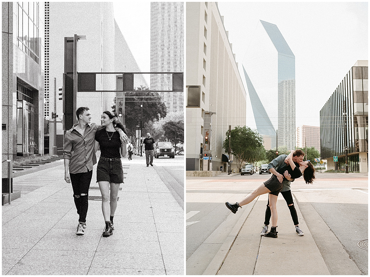 Ally and Stacen studio and downtown Dallas engagement photos by Vanessa Martins Photos