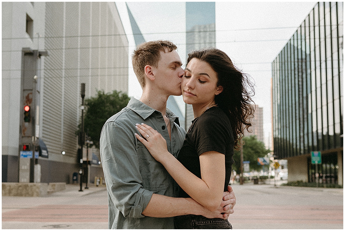 Ally and Stacen studio and downtown Dallas engagement photos by Vanessa Martins Photos